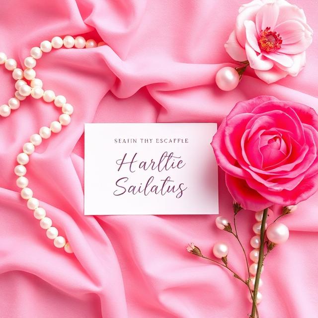 Blush pink moodboard with pearls and roses