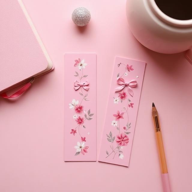 Floral pink magnetic bookmarks